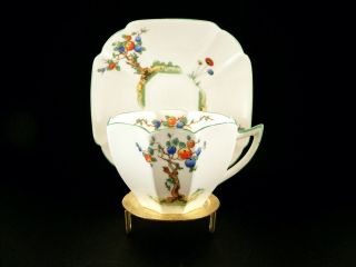 Shelley " Crabtree " Art Deco Queen Anne Cup And Saucer Set - England
