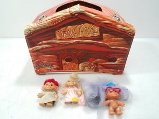 Vintage Troll House W/3 Troll Dolls