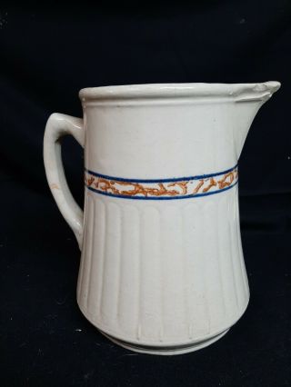 VINTAGE RED WING POTTERY GRAY LINE SPONGE BAND WATER/MILK PITCHER 7 3/4 