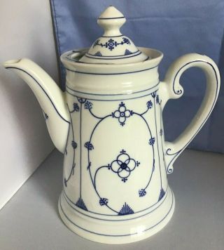 Rare C.  T.  Altwasser German Porcelain Coffee Pot,  Strohblume Indisch Blau Kanne