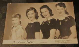 The Lennon Sisters Signed Postcard:the Lawrence Welk Show/jimmy Durante Presents