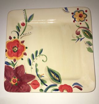 Rare Set Of 2 Tabletops Gallery " Soho Flower " Square Dinner Plates 10 5/8 "