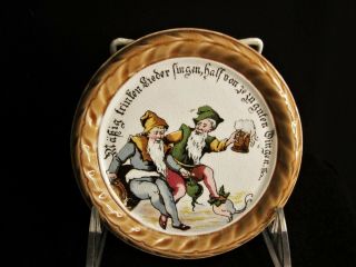 Antique Villeroy & Boch / Mettlach Beer Stein Coaster 1032 Gnomes - Ca 1900