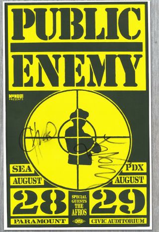 Public Enemy The Autographed Signed Concert Poster Chuck D,  Flavor Flav