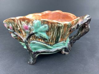 Weller Pottery Warwick Arts & Crafts Footed Bowl Handle Planter Paper Label