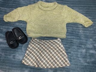 Pleasant Company American Girl School Perfect Plaid Outfit Sweater Shoes & Skirt