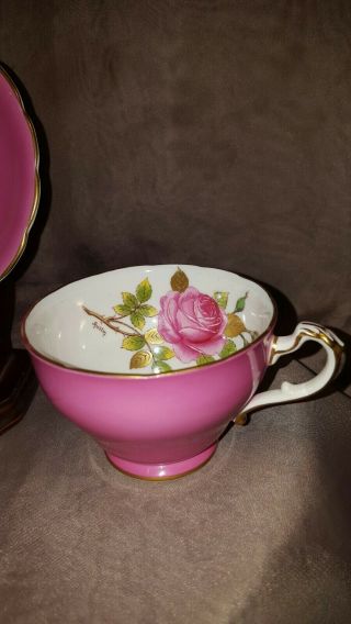 Gorgeous Royal Stafford Shire England Bone China Pink,  Rose Tea Cup and Saucer 3