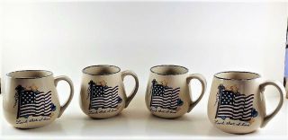 Home & Garden Party Stoneware 4 American Flag Land That I Love Mugs Cups 3