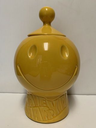 Vintage Mccoy Pottery Cookie Jar Have A Happy Day Smiley Face No.  235 Usa