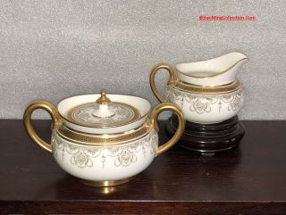 Cauldon Ltd England Brown Westhead Moore & Co Classy Gold Creamer & Sugar Bowl