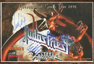 Judas Priest Autographed Gig Poster Ian Hill,  Glenn Tipton,  Scott Travis