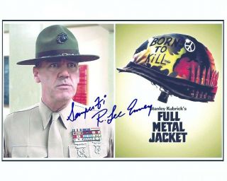 R Lee Ermey Signed Full Metal Jacket 8x10 W/ Gunny Closeup Color Mini - Poster