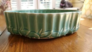 Rare Signed Vintage Mccoy Pottery Planter Turquoise Oblg Oval Deep Bulb Bowl Usa