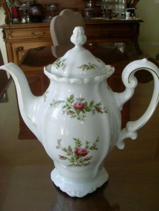 Vintage Johann Haviland Moss Rose Gold Rimmed Tea Coffee Pot With Lid