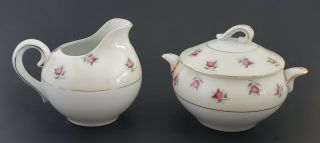 Ucagco China Sugar And Creamer Set Made In Occupied Japan Apple Floral Gold Trim