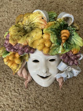 Vintage Gumps Grape And Leaves Face Mask Made In Italy Pottery