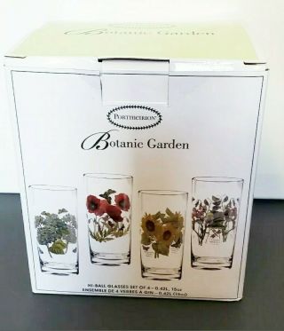 Portmeirion Botanic Garden Set Of 4 Highball Glasses Floral 15 Oz