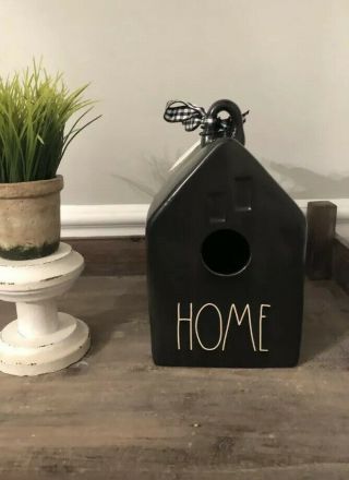 Rae Dunn ‘home’ Matte Black Birdhouse With Gingham Ribbon 2020 Release