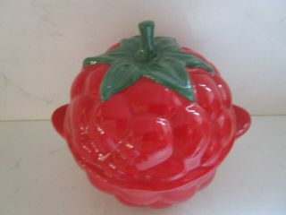 Le Creuset Petite Raspberry Berry Fruit 14 oz Stoneware Casserole Red Dish & Lid 3