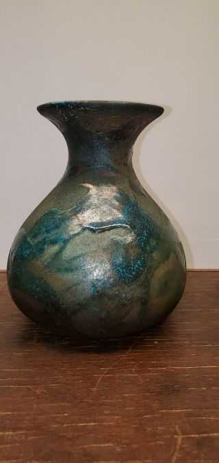 William K Turner Raku Vintage Studio Art Pottery Vase 6 1/2 Inch