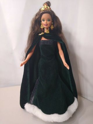 Mattel Barbie Doll With Green Velvet Gown Cape And Shoes Ooak