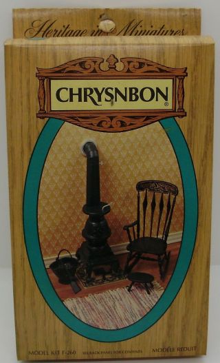 Dollhouse Miniature – Chrysnbon Furniture Kit – Pot Belly Stove And Chair