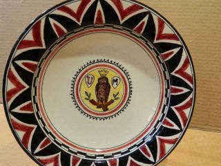 Palio Di Siena Ceramic 9 " Tile Soup Bowl " Civetta " - Owl Italy Vintage