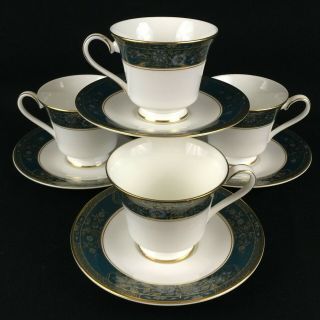 Set Of 4 Vtg Footed Cups And Saucers By Royal Doulton Carlyle H5018 England