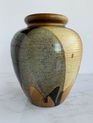 Pottery Craft Usa Stoneware Dip Glaze Vase By Robert Maxwell Mid Century Modern