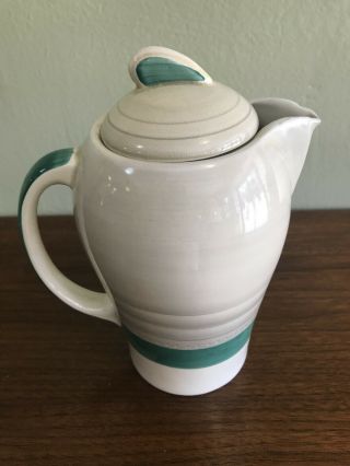 Vintage Susie Cooper Green/biege Art Deco Ceramic Teapot Coffee Pot W/lid