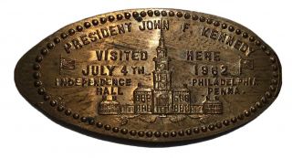 John F.  Kennedy Independence Hall Visited July 4 1962 Elongated Penny
