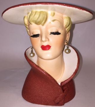 Vintage Lady Head Vase Gorgeous High Collar And Brush Eyelashes - - Relpo K1009b