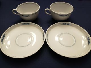 Set Of Two (2) Royal Copenhagen " Gemina " Oversize Cups 4.  5 " And Saucers 6.  75 "