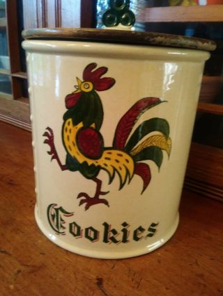 Vintage Metlox Poppytrail Rooster Cookie Jar Lid Canister - California Provincial