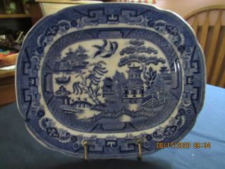 Antique Blue Willow Serving Dish 10 " X8 " Allertons Of England