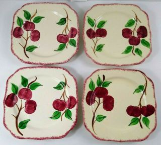 Blue Ridge Pottery Colonial Crab Apple Small Square Plates Set Of 4 Salad 7 5/8 "