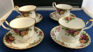 Set Of 4,  Royal Albert,  Old Country Roses Tea Cups And Saucers
