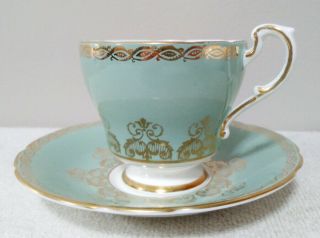 Paragon Teacup And Saucer Green And Gold Fine Bone China