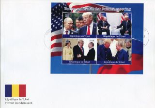Chad 2018 Fdc Donald Trump Putin 4v M/s Cover Us Presidents Politicians Stamps