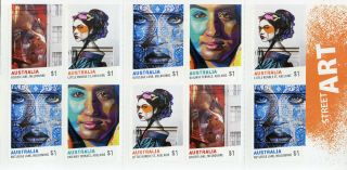 Australia 2017 Mnh Street Art 10v S/a Booklet Graffiti Stamps