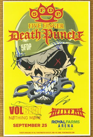 Five Finger Death Punch Autographed Gig Poster Zoltan Bathory,  Ivan L.  Moody