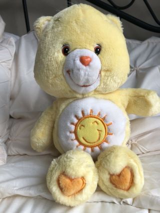 Care Bear 13” Plush Funshine,  Sunshine Bear,  Carebear,  Sun Tummy 2002 Yellow