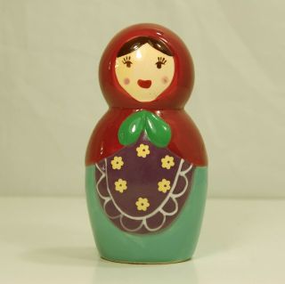 Russian Matryoshka Nesting Doll Babushka Piggy Bank Ceramic 6 " Tall