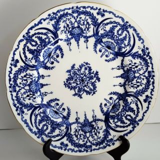 Antique Coalport Bone China England Blue & White Floral Swags Dinner Plate 5012
