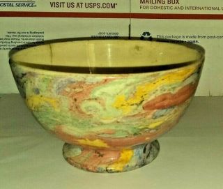Antique Societe Ceramique Maestricht Marbled Art Pottery Bowl 1890s