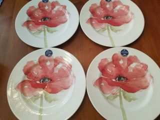 4 Royal Stafford Red Poppy 11 " Dinner Plates - With Tags