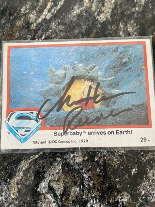 Superman,  Christopher Reeve Signed 1978 Superbaby Arrives Trading Card With