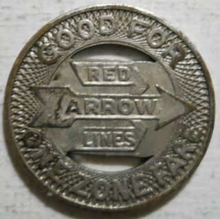 P.  S.  T.  Co.  Red Arrow Lines (Upper Darby,  Pennsylvania) transit token - PA935B 2