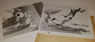 Signed 2 Chuck Jones Glossies Road Runner & Wiley E Coyote,  Bugs & The Martian