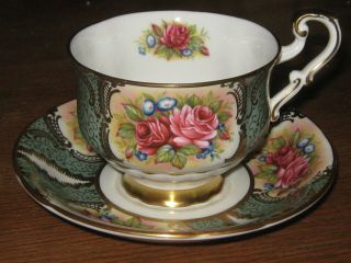 Vintage Paragon Teacup And Saucer Flowers Gold Appt.  To Her Majesty The Queen